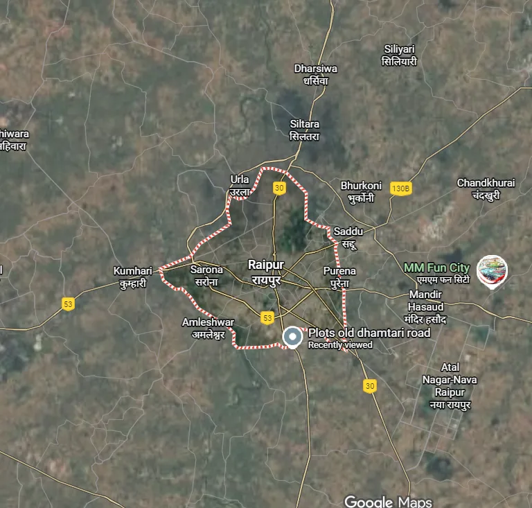 Map showing Raipur location