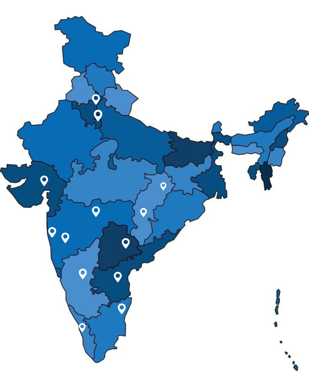 India map showing real estate service coverage locations